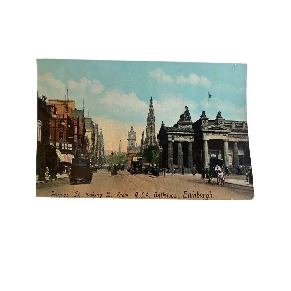 Atq Ephemera Early 1900 Litho Philco Postcards Princes St Edinburgh Hand Colored